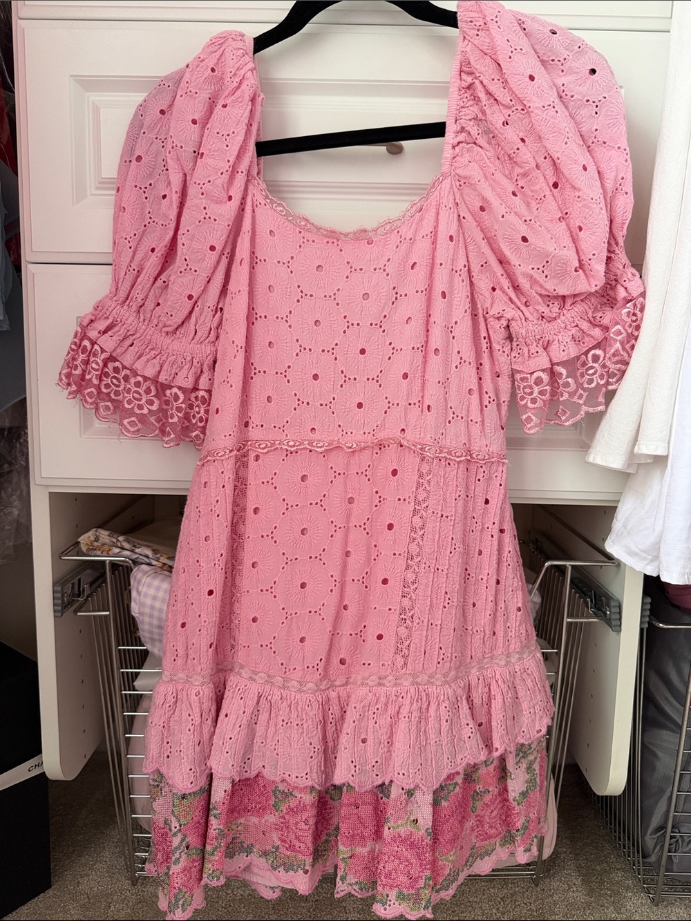 LoveShackFancy Pink Floral Eyelet Mini Dress - Picture 5 of 5
